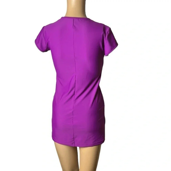 Modest Sea, swim top dress. women Small. Purple,black stripes , cap sleeves, EC - Picture 4 of 14